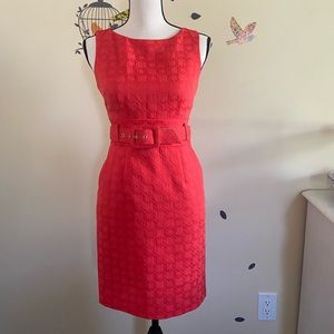 NWT beautiful classic cut dress.Perfect shade of red with pattern